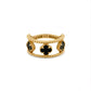 18k Gelbgold Ring mit drei Kleeblatt-Motiven aus natürlichem Onyx – Shans-e Shab