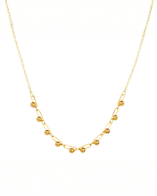 Halskette Gelbgold 18k - Zanjir-e Morvarid-o-Khatti (Perlen und Linien)