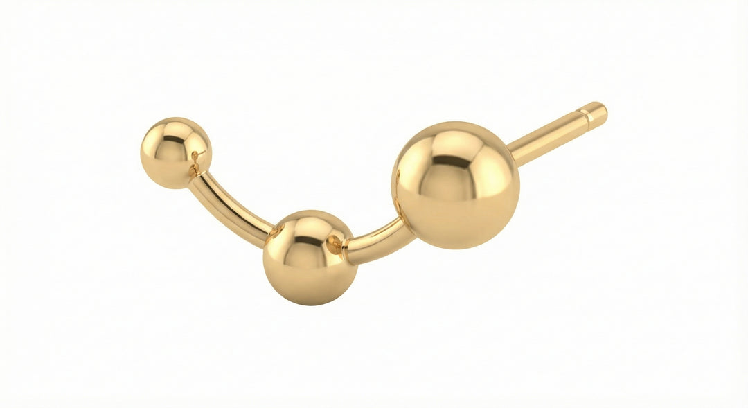 Kundenbestellung: Ohrstecker Gelbgold 18k – Drei Kugeln