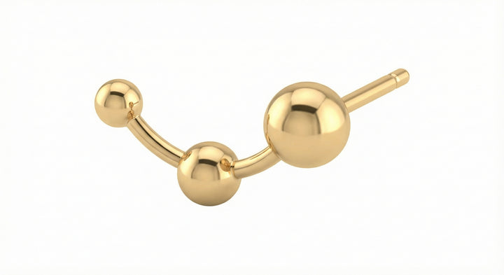 Kundenbestellung: Ohrstecker Gelbgold 18k – Drei Kugeln